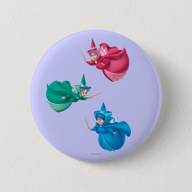 Macaron Rond 5 Cm Les fées de beauté dormante (Devant)