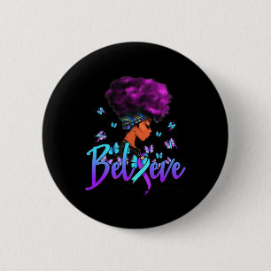 Macaron Rond 5 Cm Les Femmes Noires Croient Le Suicide Violet Et Tur