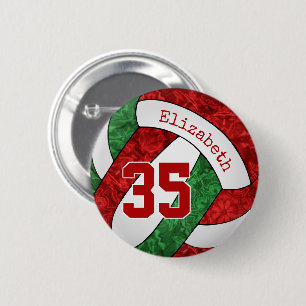 Macaron Rond 5 Cm les filles nomment rouge vert volleball équipe cou