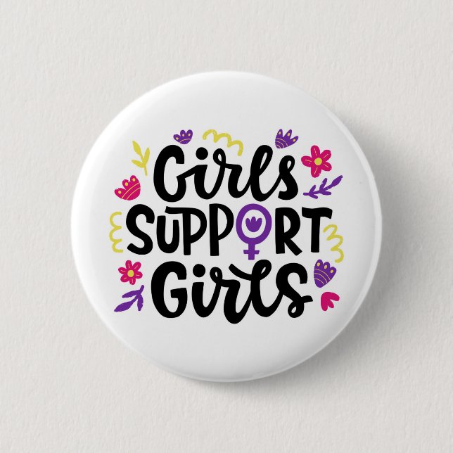 Macaron Rond 5 Cm Les filles soutiennent les filles (Devant)