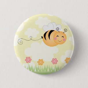 Macaron Rond 5 Cm Les fleurs mignonnes d'abeille et de ruche de