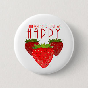 Macaron Rond 5 Cm Les fraises me rendent heureux Mignon design de fr