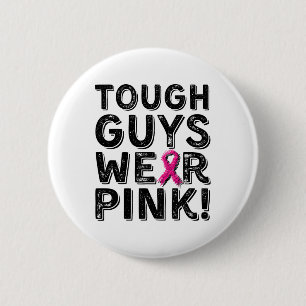 Macaron Rond 5 Cm Les Gars Tough Portent Cool Rose Rose Cancer du Se