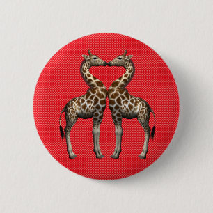 Macaron Rond 5 Cm Les girafes amoureuses