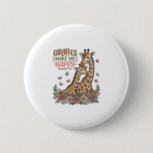 Macaron Rond 5 Cm Les girafes me rendent heureux, design de chemise