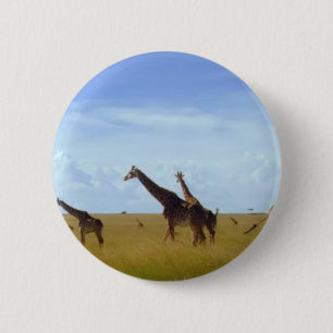 Macaron Rond 5 Cm Les Giraffes du Parc National de Nairobi