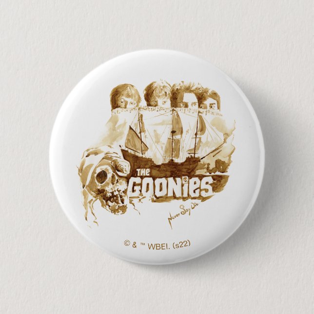 Macaron Rond 5 Cm Les Goonies Pirate Ship Aquarelle Graphique (Devant)
