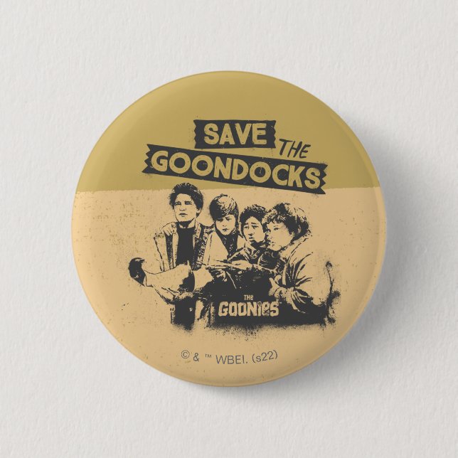 Macaron Rond 5 Cm Les Goonies "Sauvez Les Quais De Goon" (Devant)