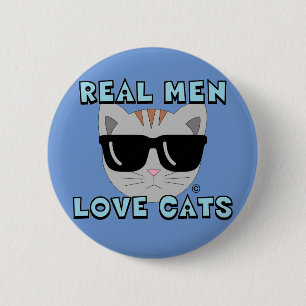 Macaron Rond 5 Cm LES HOMMES VRAIS AIMENT LES CHATS Chat portant des