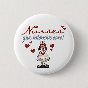 Macaron Rond 5 Cm Les infirmières donnent des t-shirts et des cadeau