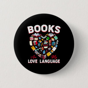 Macaron Rond 5 Cm Les livres sont mon langage de l'amour Livres Cœur