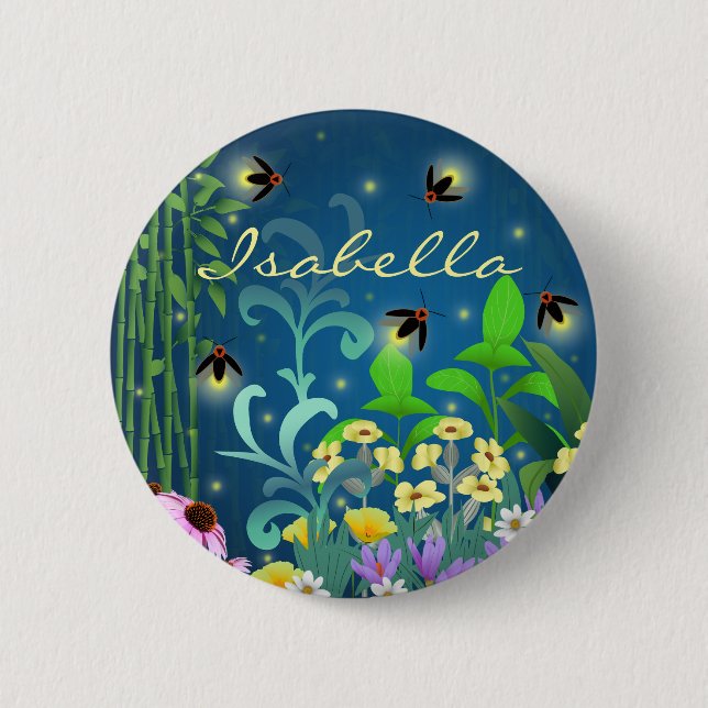 Macaron Rond 5 Cm Les lucioles (Devant)