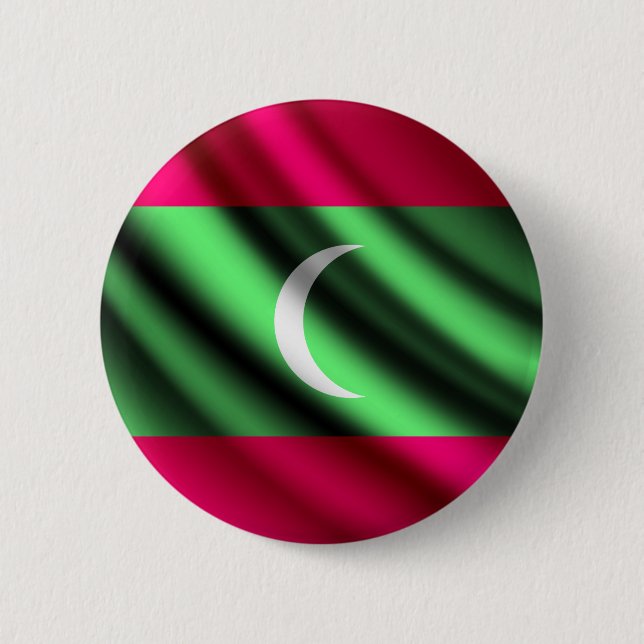 Macaron Rond 5 Cm Les Maldives ondulant le bouton de pinback de (Devant)