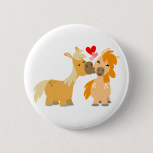 Macaron Rond 5 Cm Les mignons poneys caricaturaux en amour