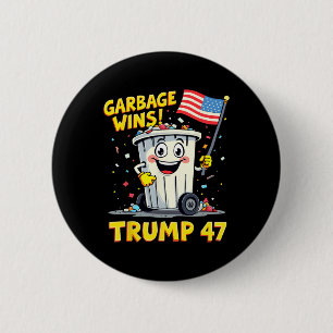 Macaron Rond 5 Cm Les ordures gagnent Trump 47 Team Garbage Pour Tru