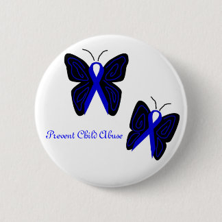 Macaron Rond 5 Cm Les papillons de ruban bleu empêchent le bouton de