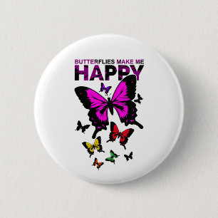 Macaron Rond 5 Cm Les papillons Me Rendent Heureux