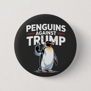 Macaron Rond 5 Cm Les pingouins contre Trump Anti Trump Résistent au