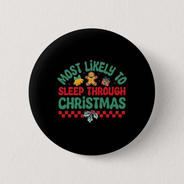 Macaron Rond 5 Cm Les Plus Susceptibles De Dormir Pendant Noël - Noë (Devant)