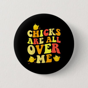 Macaron Rond 5 Cm Les poules sont partout sur moi Pâques amusant béb