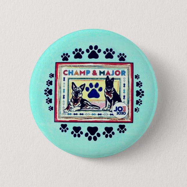 Macaron Rond 5 Cm Les premiers chiens du président Joe Biden (Devant)