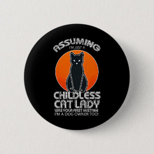 Macaron Rond 5 Cm Les Propriétaires Sans Enfant De Chat Lady Chien E