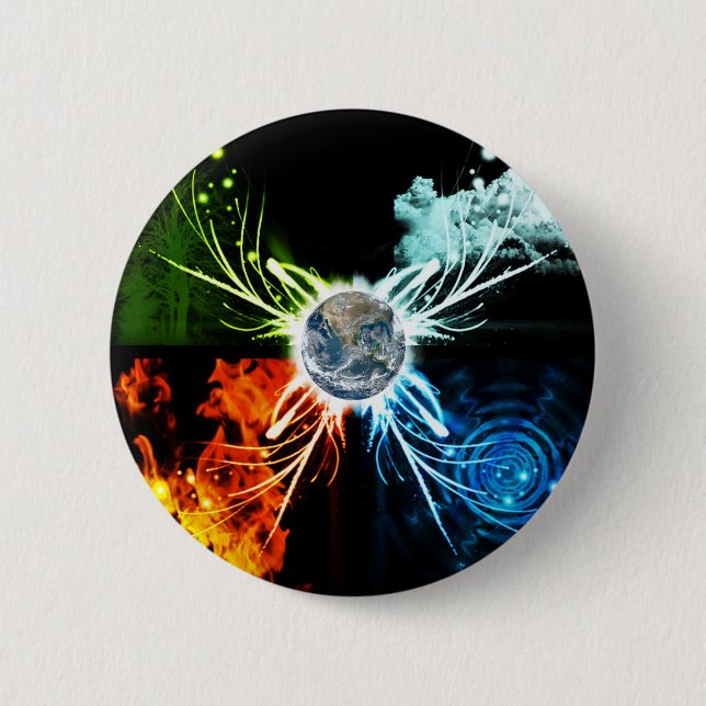 Macaron Rond 5 Cm Les quatre éléments (Devant)