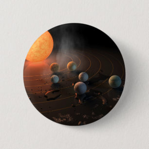 Macaron Rond 5 Cm Les Sept Planètes De Trappist-1 En Orbite Autour D