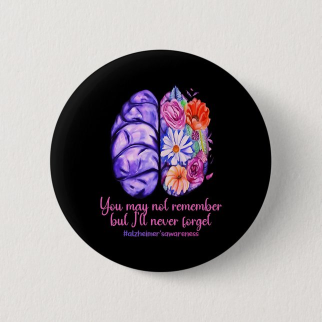 Macaron Rond 5 Cm Les souvenirs comptent Alzheimer Purple Alzheimer  (Devant)
