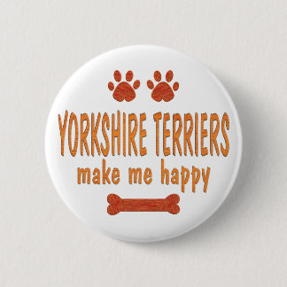Macaron Rond 5 Cm Les terriers de Yorkshire me rendent heureux