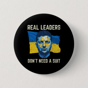 Macaron Rond 5 Cm Les vrais leaders de l'Ukraine n'ont pas besoin de