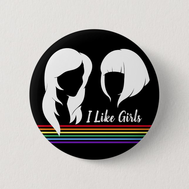 Macaron Rond 5 Cm Lesbienne J'Aime Les Filles Gay Femmes Pride (Devant)
