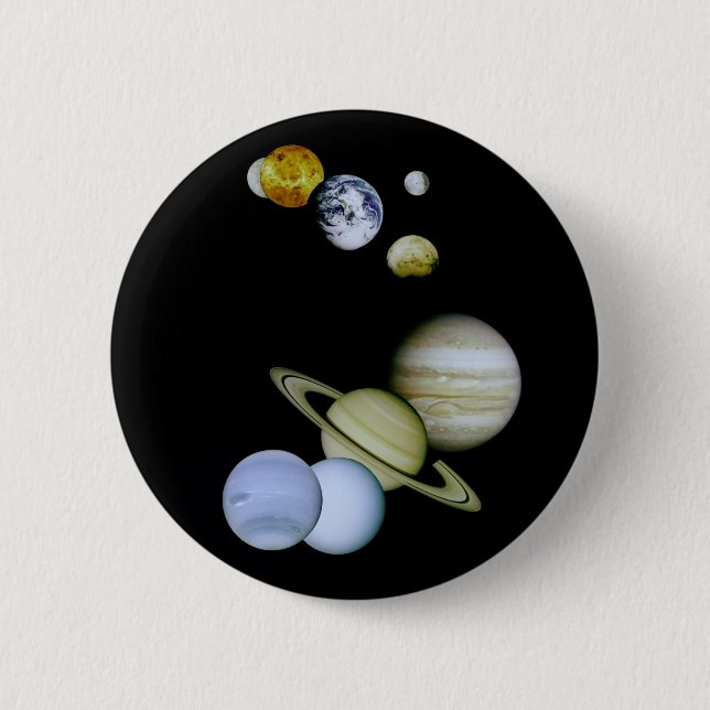 Macaron Rond 5 Cm L'espace de bouton de système solaire - cadeau de (Devant)