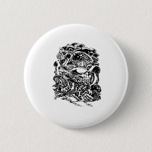 Macaron Rond 5 Cm l'esthétique Cottagecore Grenouille Champignon Art