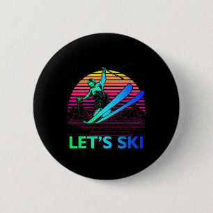 Macaron Rond 5 Cm Let Is Ski Colorful Vintage 90s 80s Ski hiver