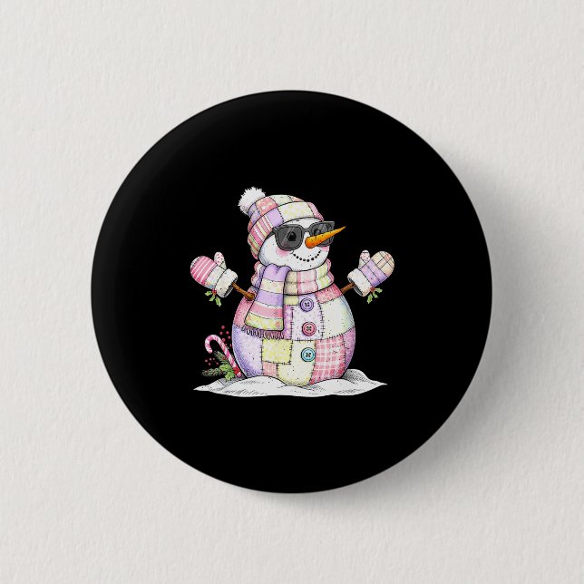 Macaron Rond 5 Cm Let’s Chill Snowman Christmas Coffee Cute Holiday  (Devant)