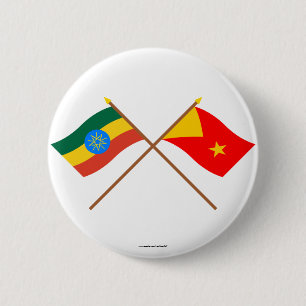 Macaron Rond 5 Cm L'Ethiopie et les drapeaux croisés par Tigray