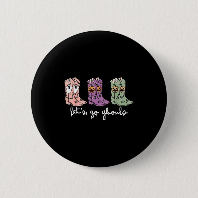 Macaron Rond 5 Cm Let's Go Ghouls Western Cowgirl Boots Soky Hallowe (Devant)
