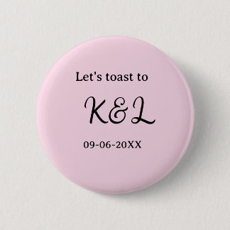 Macaron Rond 5 Cm Let's toast to wedding engagement name letter pink