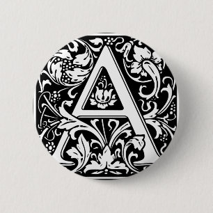 Macaron Rond 5 Cm Lettre A Monogramme Médiéval Art Nouveau