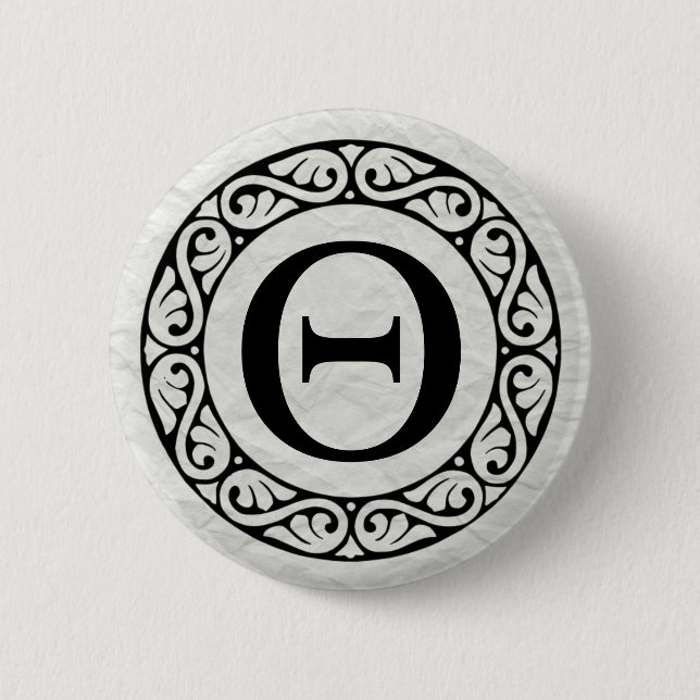Macaron Rond 5 Cm LETTRE AlphabET Grec THETTA (Devant)