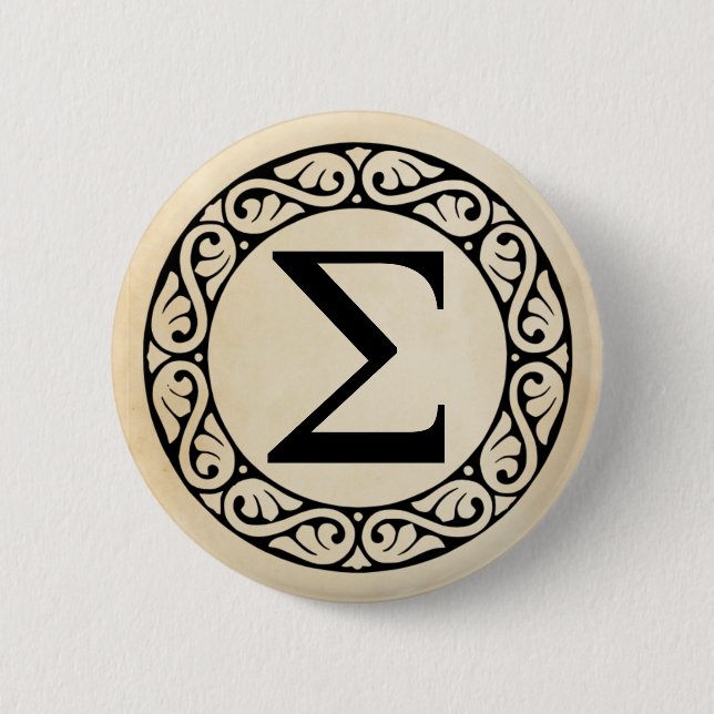 Macaron Rond 5 Cm LETTRE AlphabET GRECQUE Sigma (Devant)