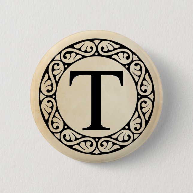 Macaron Rond 5 Cm LETTRE AlphabET GRECQUE TAU (Devant)