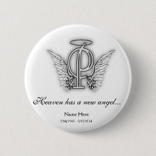 Macaron Rond 5 Cm Lettre commémorative P d'hommage de monogramme
