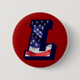 Macaron Rond 5 Cm LETTRE Drapeau AMÉRICAIN "L"