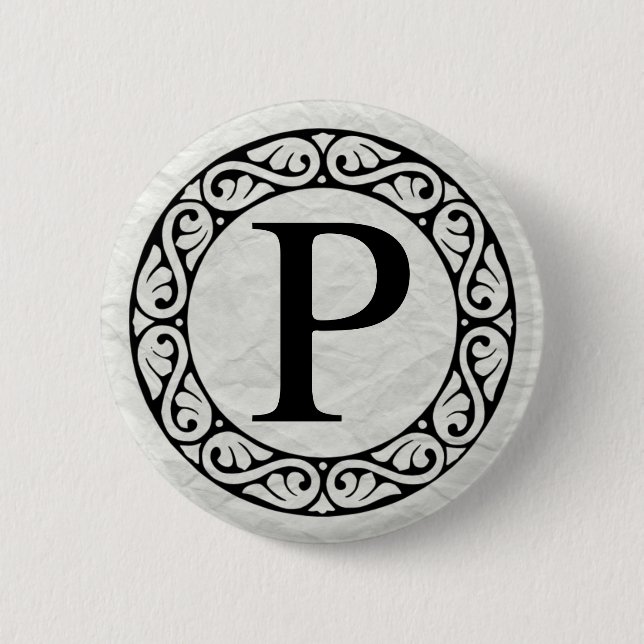 MACARON ROND 5 CM LETTRE GRECQUE ALPHABET RHO (Devant)
