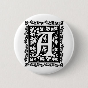 Macaron Rond 5 Cm Lettre médiévale élégante A de manuscrit lumin