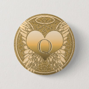 Macaron Rond 5 Cm Lettre Q Mémorial Coeur ange