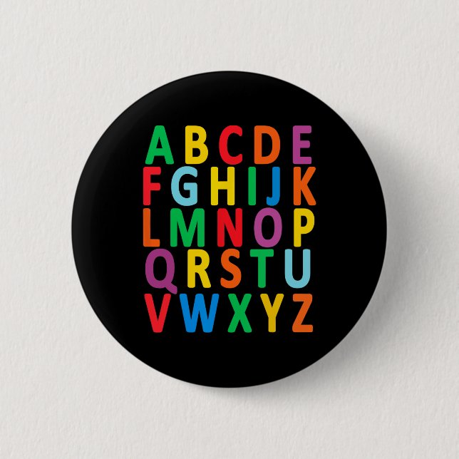 Macaron Rond 5 Cm Lettres majuscules colorées Alphabet Apprendre Abc (Devant)