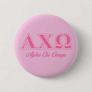 Macaron Rond 5 Cm Lettres roses Alpha Chi Omega